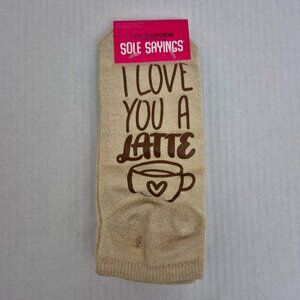 3 Pack Pink Cookie Crew Socks - “I Love You A Latte” Women Size 4-10